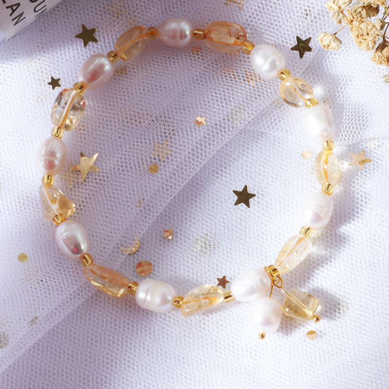 Ins Korean-style Yellow Crystal Freeform Crystal Bracelet