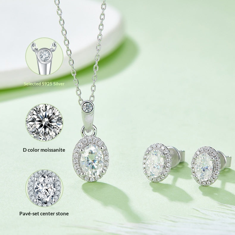 925 Sterling Silver Pendant Necklace Earrings Set