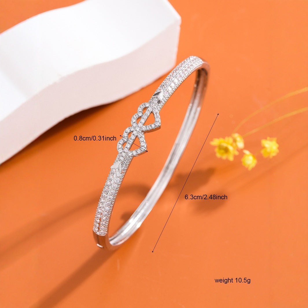 Micro-pave Full Of Zirconia Double Heart Bracelet For Women