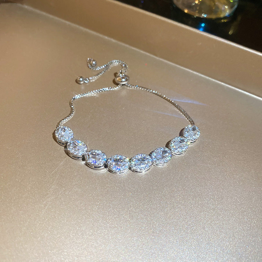 18k Gold-Plated Zircon Clover Flower Simple Clip Bracelet