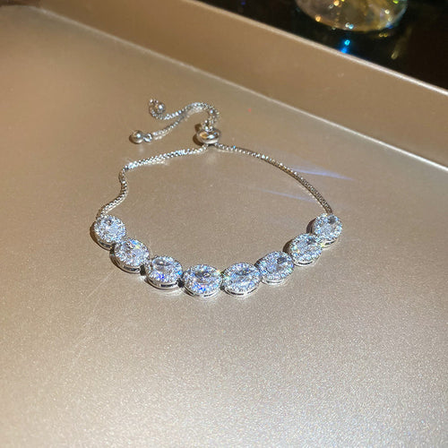 18k Gold-Plated Zircon Clover Flower Simple Clip Bracelet